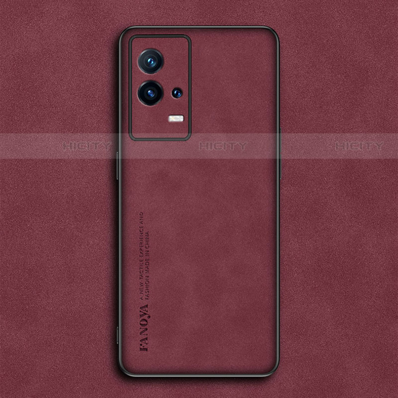 Coque Luxe Cuir Housse Etui S01 pour Vivo iQOO 8 Pro 5G Vin Rouge Plus