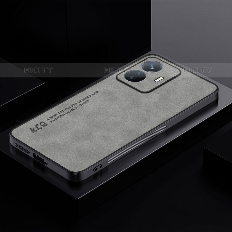 Coque Luxe Cuir Housse Etui S01 pour Vivo iQOO Z6 Lite 5G Gris Plus