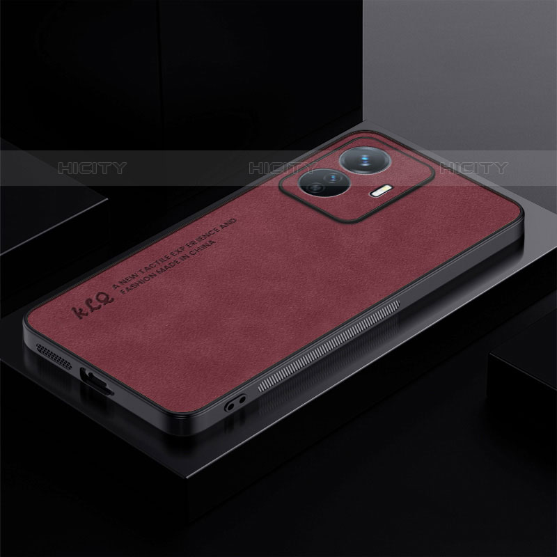 Coque Luxe Cuir Housse Etui S01 pour Vivo iQOO Z6 Lite 5G Rouge Plus