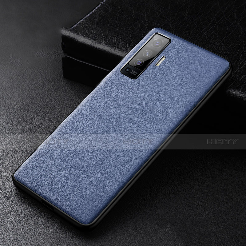 Coque Luxe Cuir Housse Etui S01 pour Vivo X50 5G Bleu Plus