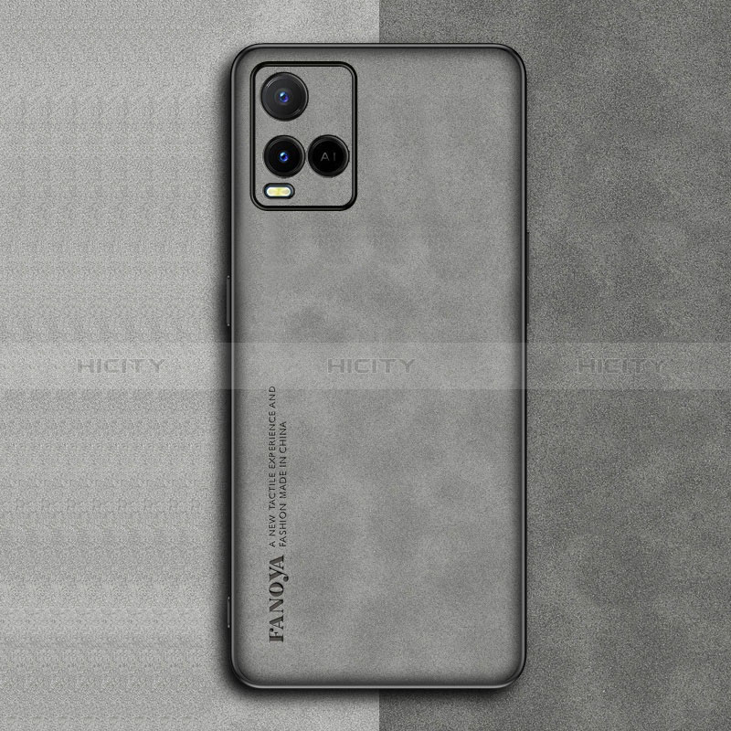 Coque Luxe Cuir Housse Etui S01 pour Vivo Y33s Gris Plus