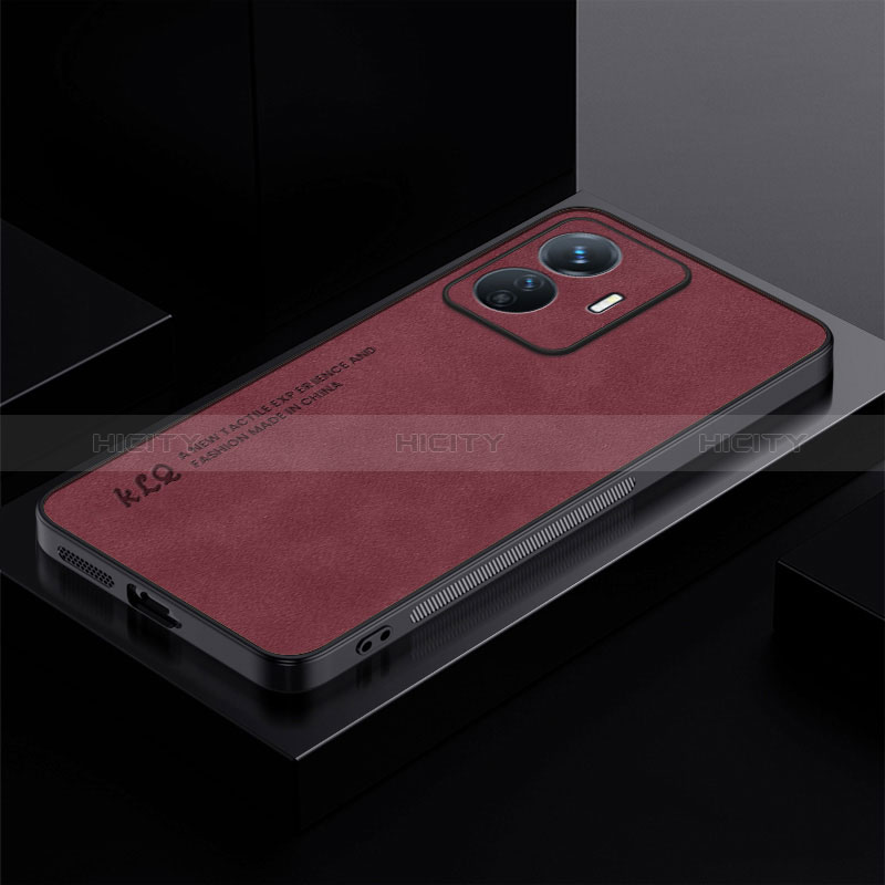 Coque Luxe Cuir Housse Etui S01 pour Vivo Y77e 5G Rouge Plus