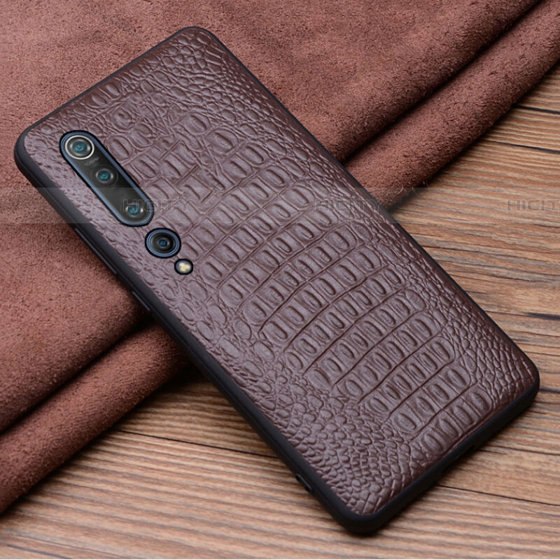 Coque Luxe Cuir Housse Etui S01 pour Xiaomi Mi 10 Marron Plus