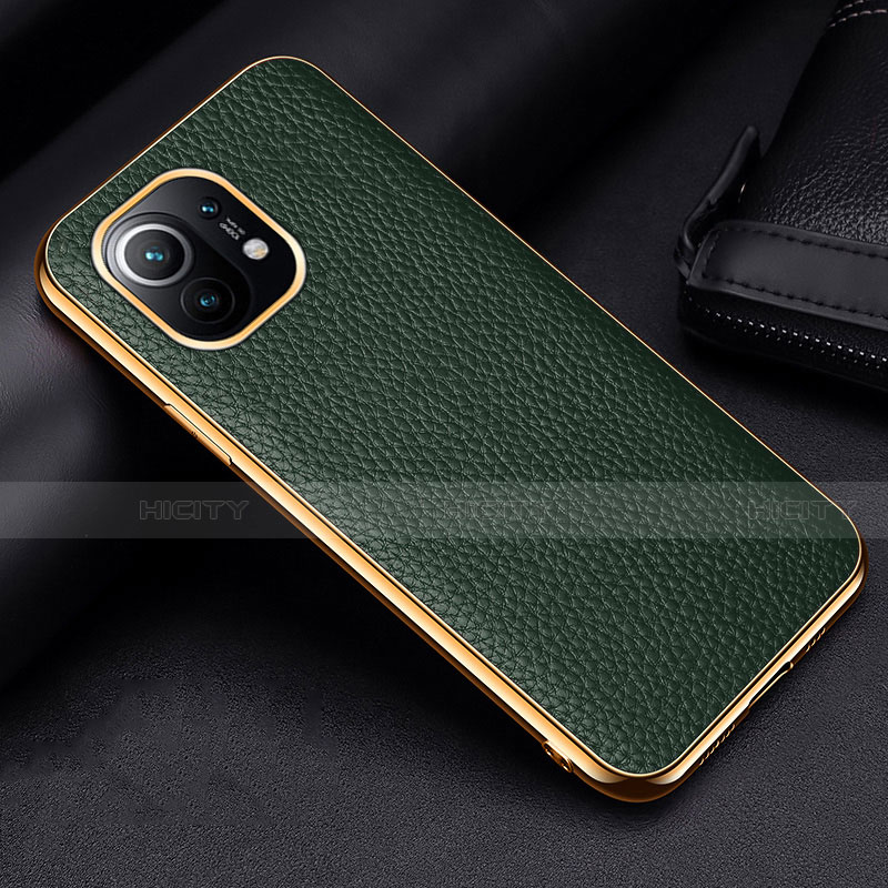 Coque Luxe Cuir Housse Etui S01 pour Xiaomi Mi 11 5G Vert Plus