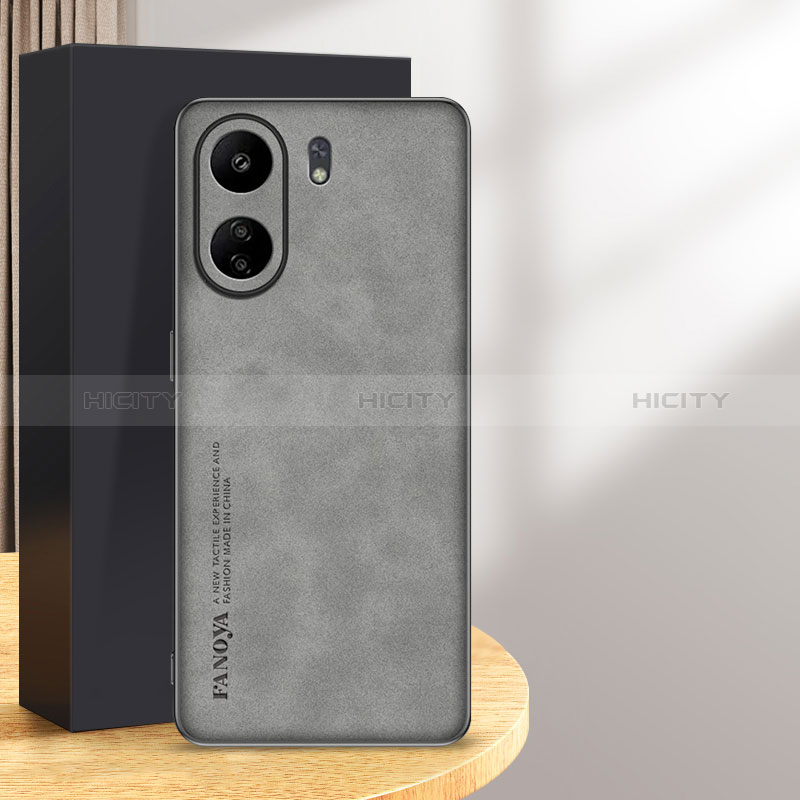 Coque Luxe Cuir Housse Etui S01 pour Xiaomi Poco C65 Gris Plus