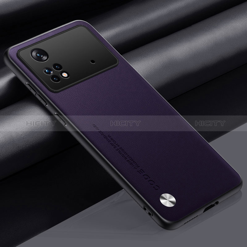 Coque Luxe Cuir Housse Etui S01 pour Xiaomi Poco M4 Pro 4G Violet Plus