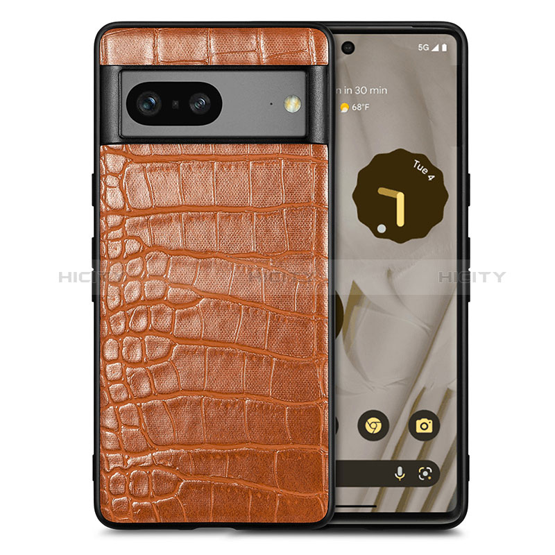 Coque Luxe Cuir Housse Etui S01D pour Google Pixel 7a 5G Marron Plus