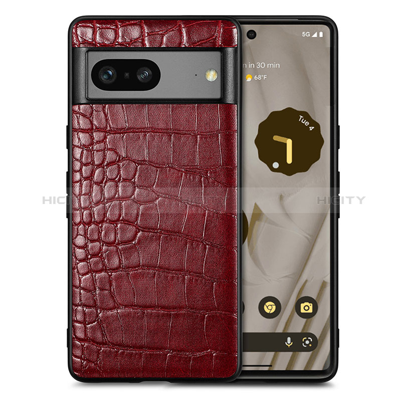 Coque Luxe Cuir Housse Etui S01D pour Google Pixel 7a 5G Rouge Plus