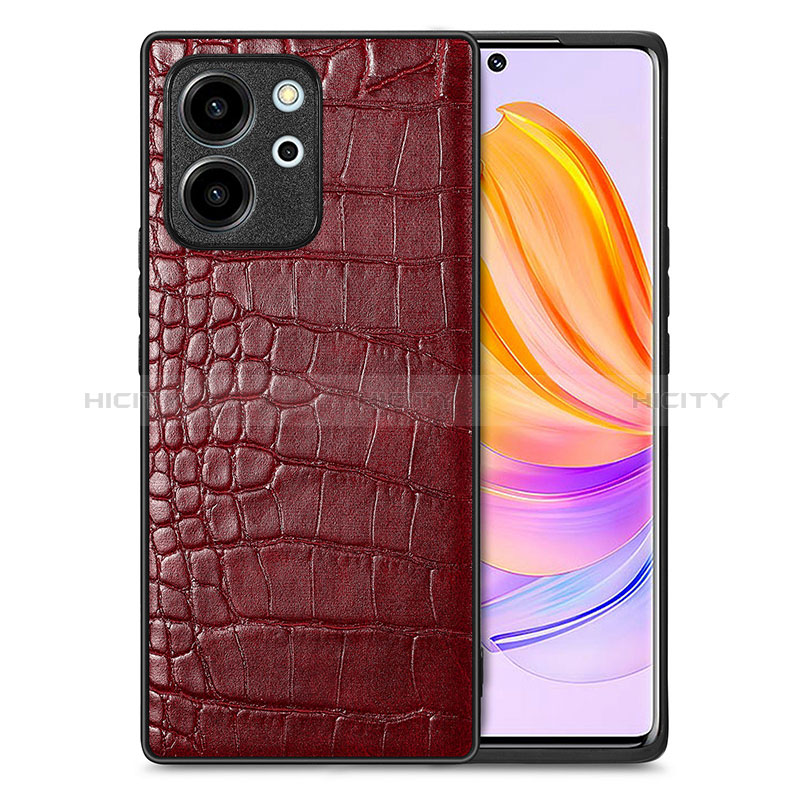 Coque Luxe Cuir Housse Etui S01D pour Huawei Honor 80 SE 5G Rouge Plus