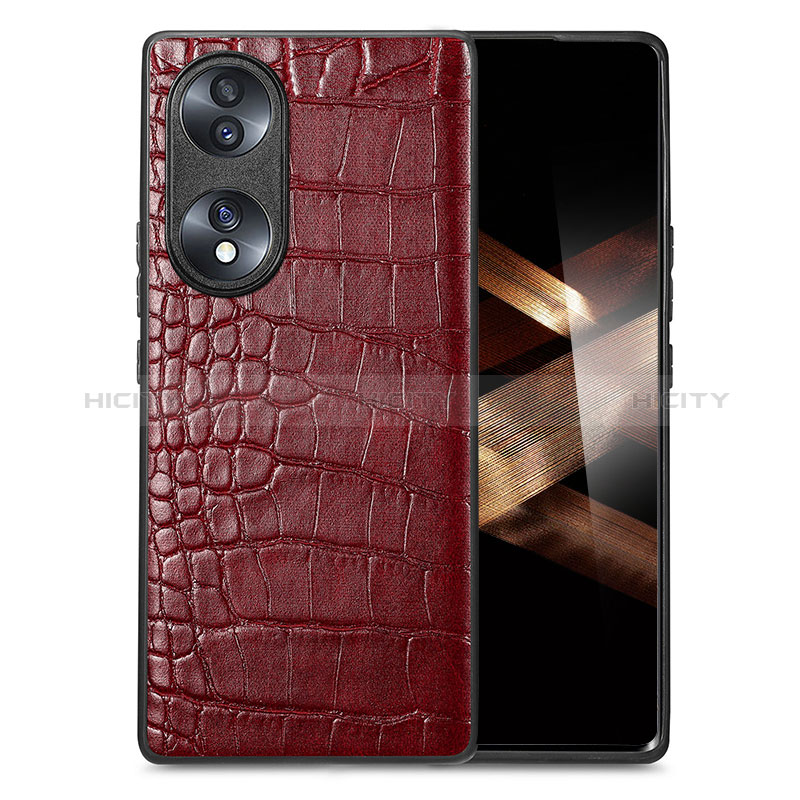 Coque Luxe Cuir Housse Etui S01D pour Huawei Honor X7b Rouge Plus