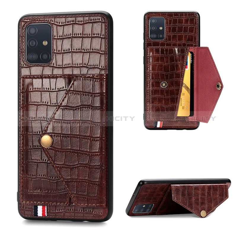 Coque Luxe Cuir Housse Etui S01D pour Samsung Galaxy A51 5G Marron Plus