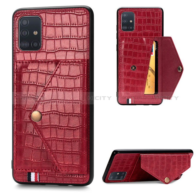 Coque Luxe Cuir Housse Etui S01D pour Samsung Galaxy A51 5G Rouge Plus