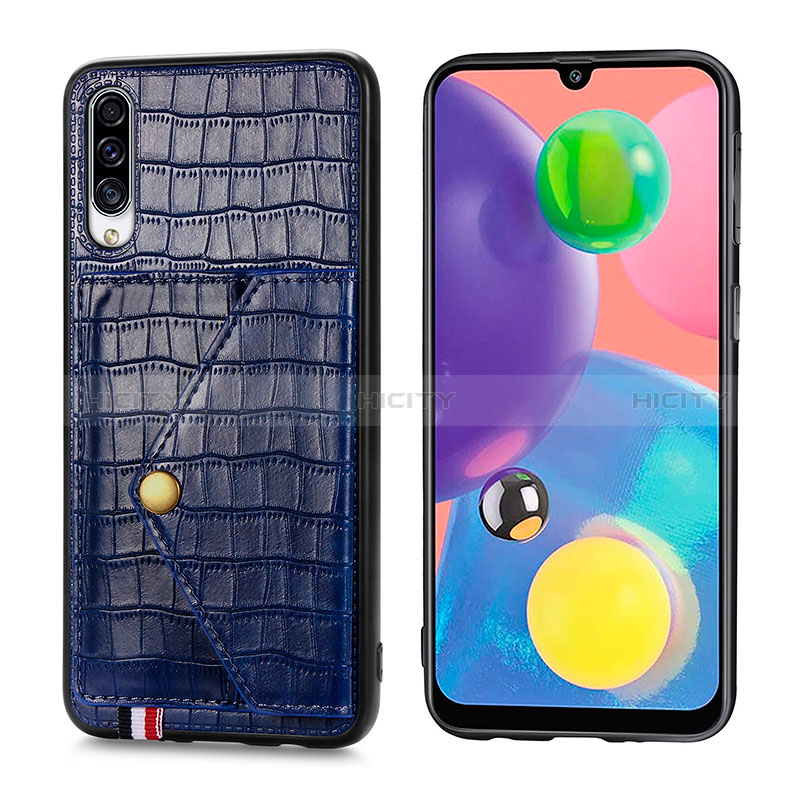 Coque Luxe Cuir Housse Etui S01D pour Samsung Galaxy A70 Bleu Plus