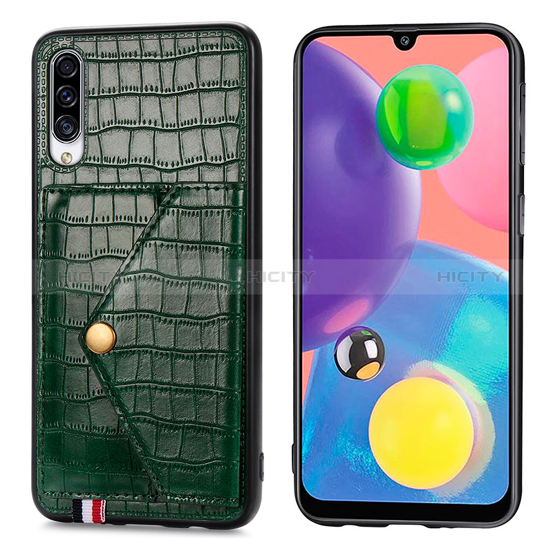 Coque Luxe Cuir Housse Etui S01D pour Samsung Galaxy A70 Vert Plus