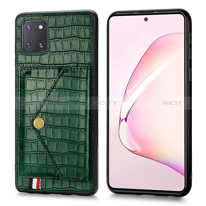 Coque Luxe Cuir Housse Etui S01D pour Samsung Galaxy A81 Vert Plus