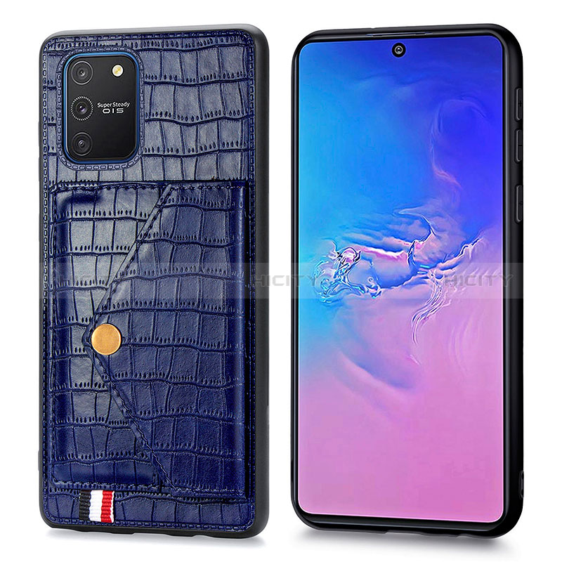 Coque Luxe Cuir Housse Etui S01D pour Samsung Galaxy A91 Bleu Plus