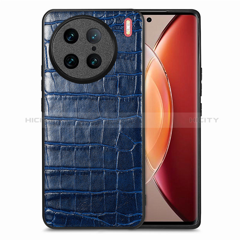 Coque Luxe Cuir Housse Etui S01D pour Vivo X90 Pro 5G Bleu Plus