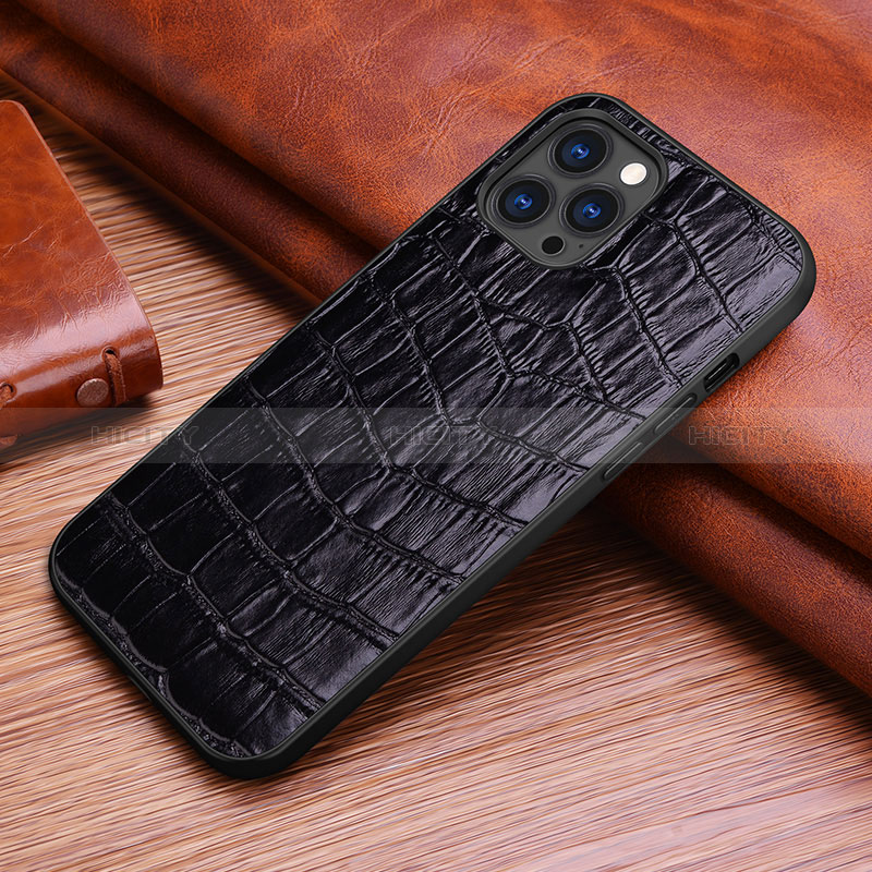 Coque Luxe Cuir Housse Etui S02 pour Apple iPhone 14 Pro Noir Plus