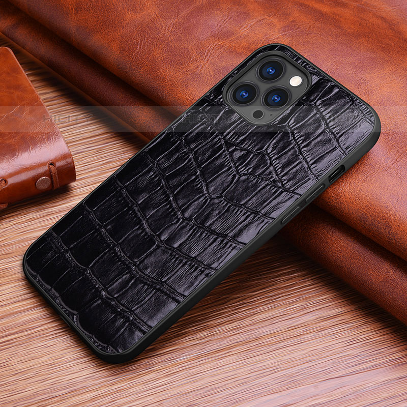 Coque Luxe Cuir Housse Etui S02 pour Apple iPhone 16 Pro Noir Plus