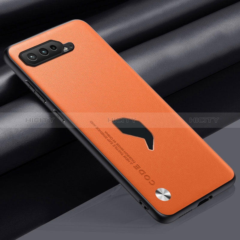 Coque Luxe Cuir Housse Etui S02 pour Asus ROG Phone 5 Pro Orange Plus