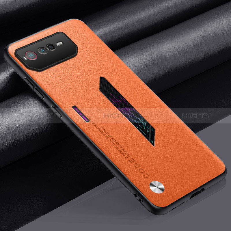 Coque Luxe Cuir Housse Etui S02 pour Asus ROG Phone 6 Orange Plus