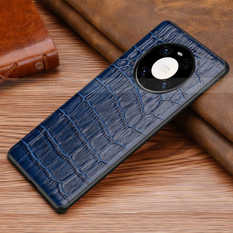 Coque Luxe Cuir Housse Etui S02 pour Huawei Mate 40E Pro 4G Bleu Plus