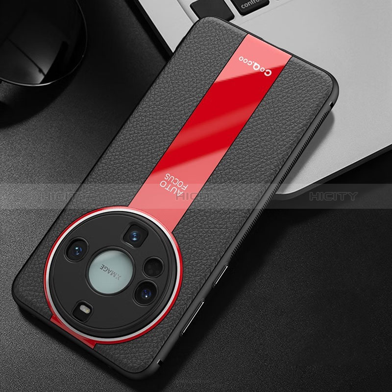 Coque Luxe Cuir Housse Etui S02 pour Huawei Mate 60 Pro Rouge et Noir Plus