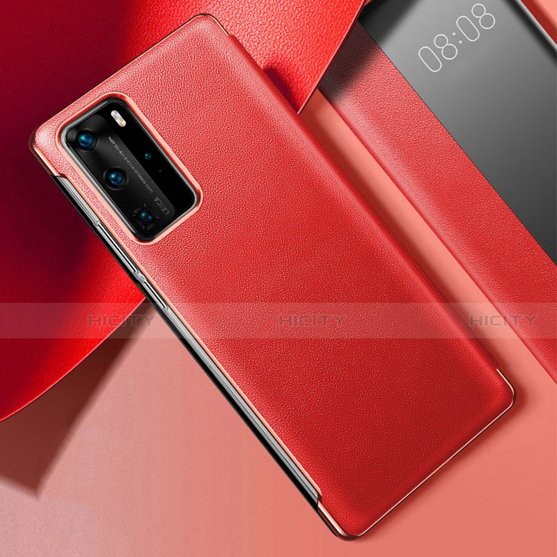 Coque Luxe Cuir Housse Etui S02 pour Huawei P40 Pro Rouge Plus