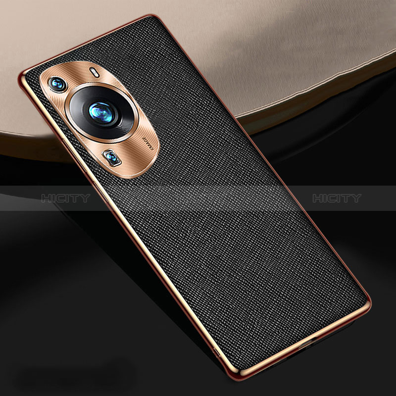 Coque Luxe Cuir Housse Etui S02 pour Huawei P60 Noir Plus