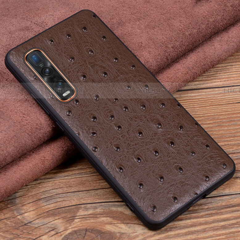 Coque Luxe Cuir Housse Etui S02 pour Oppo Find X2 Pro Marron Plus