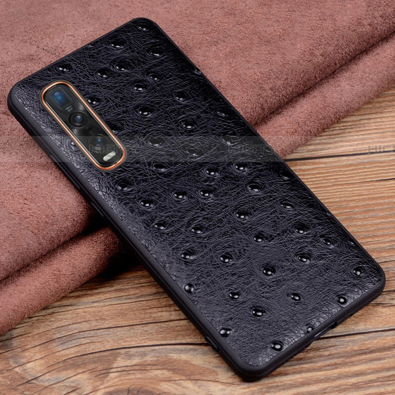 Coque Luxe Cuir Housse Etui S02 pour Oppo Find X2 Pro Noir Plus