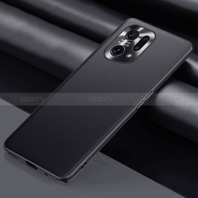 Coque Luxe Cuir Housse Etui S02 pour Oppo Find X5 5G Noir Plus