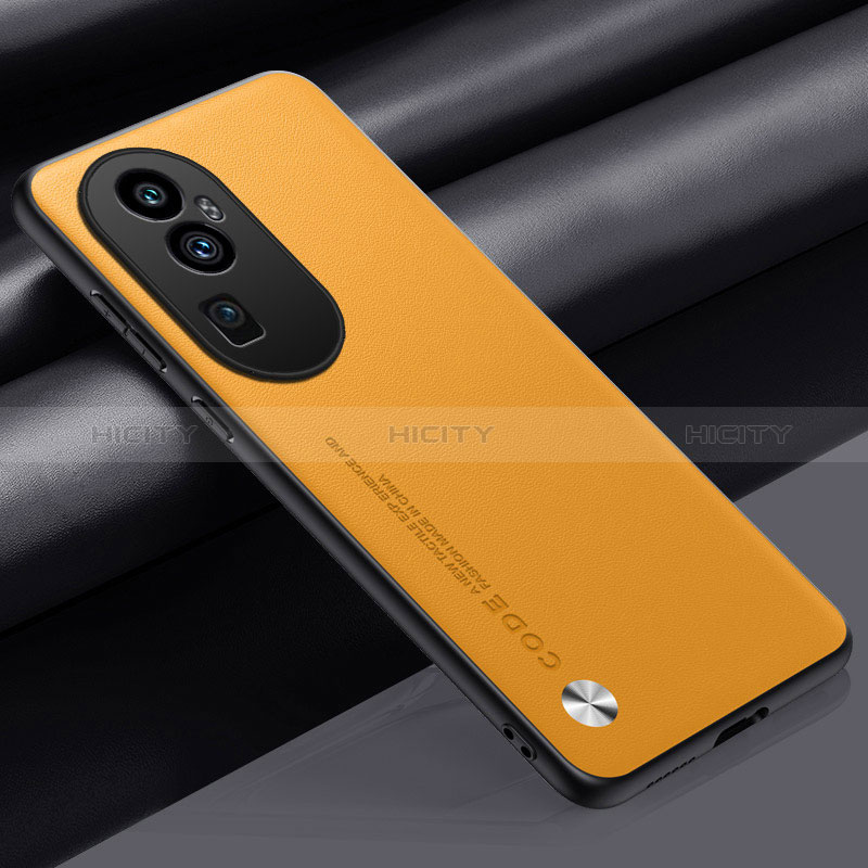 Coque Luxe Cuir Housse Etui S02 pour Oppo Reno10 Pro+ Plus 5G Jaune Plus