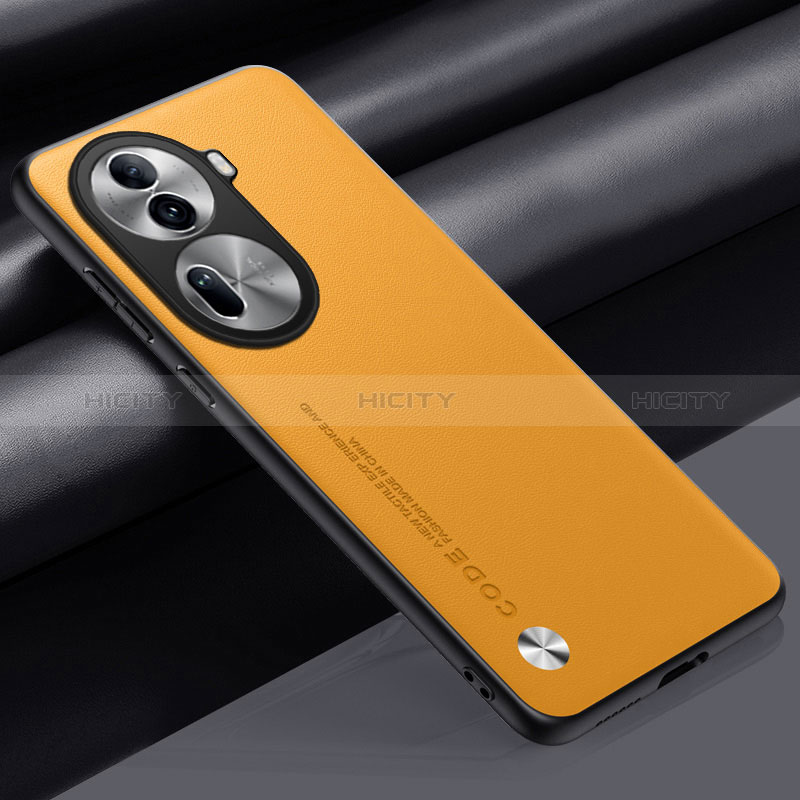 Coque Luxe Cuir Housse Etui S02 pour Oppo Reno11 Pro 5G Jaune Plus