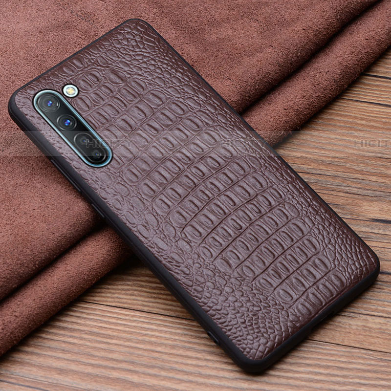 Coque Luxe Cuir Housse Etui S02 pour Oppo Reno3 Marron Plus