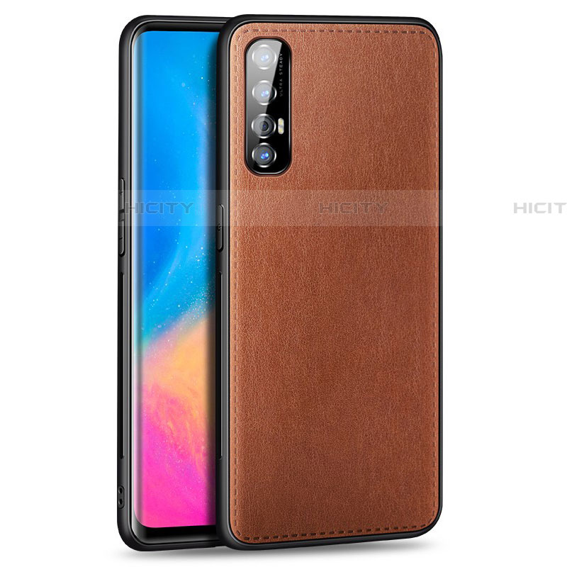 Coque Luxe Cuir Housse Etui S02 pour Oppo Reno3 Pro Marron Plus