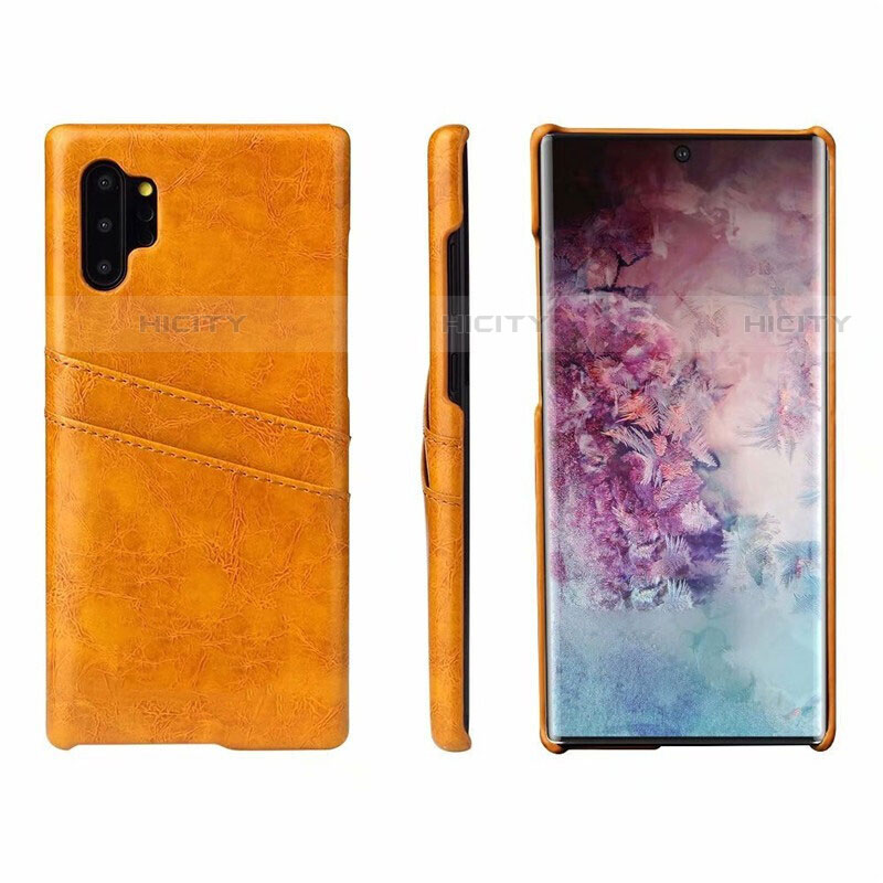 Coque Luxe Cuir Housse Etui S02 pour Samsung Galaxy Note 10 Plus Orange Plus