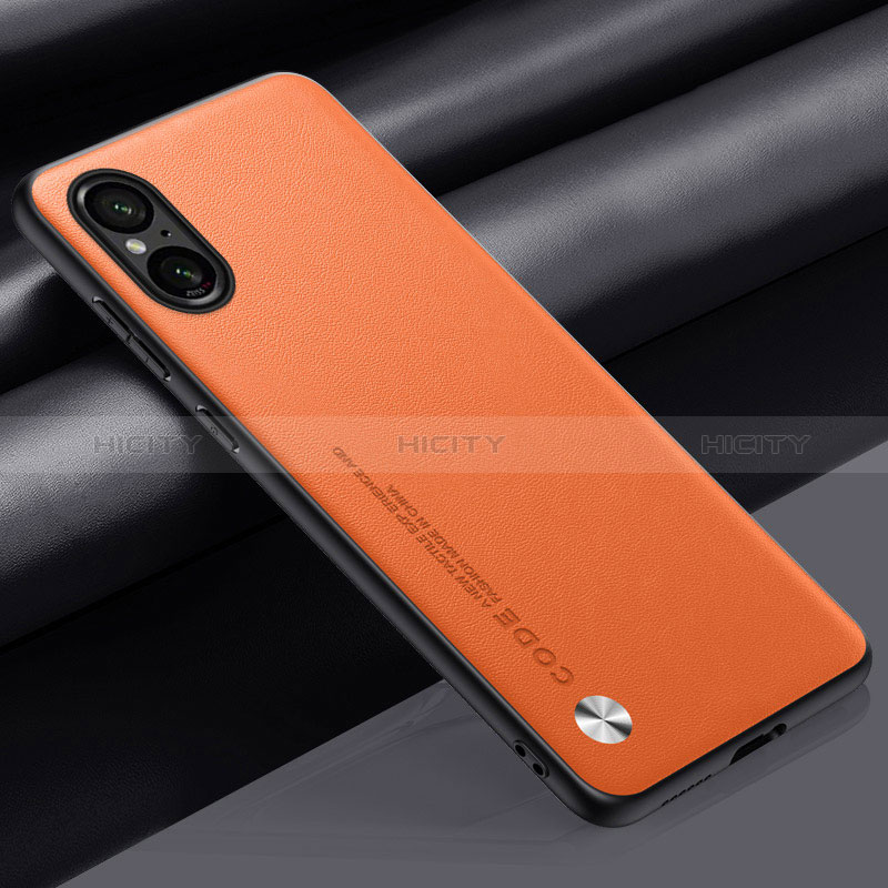 Coque Luxe Cuir Housse Etui S02 pour Sony Xperia 5 V Orange Plus