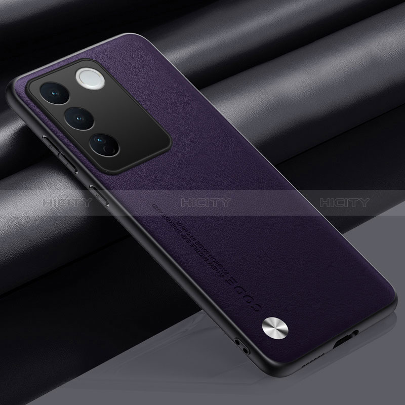 Coque Luxe Cuir Housse Etui S02 pour Vivo V27e 5G Violet Plus