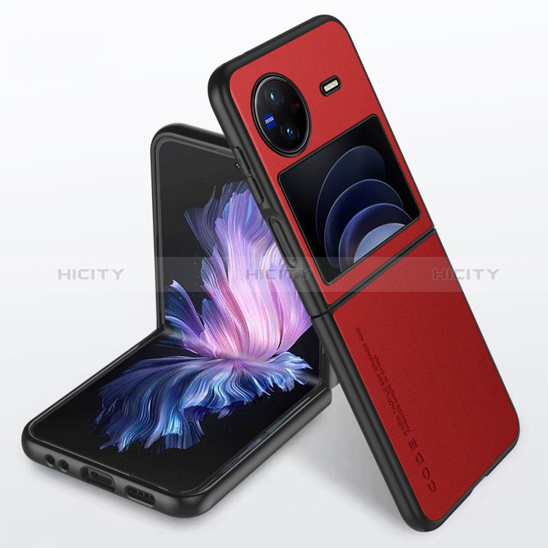 Coque Luxe Cuir Housse Etui S02 pour Vivo X Flip 5G Rouge Plus