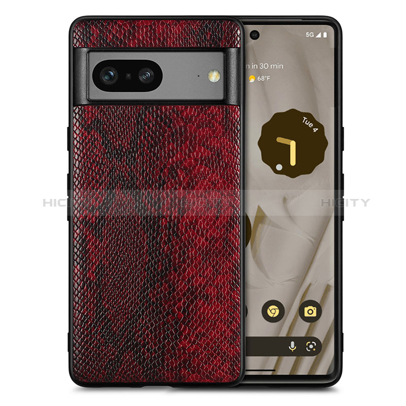 Coque Luxe Cuir Housse Etui S02D pour Google Pixel 7 5G Rouge Plus