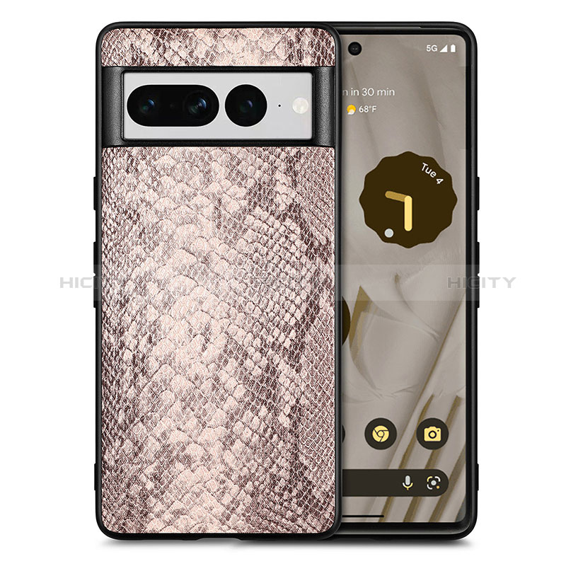 Coque Luxe Cuir Housse Etui S02D pour Google Pixel 7 Pro 5G Gris Plus