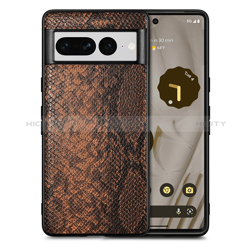 Coque Luxe Cuir Housse Etui S02D pour Google Pixel 7 Pro 5G Marron Plus