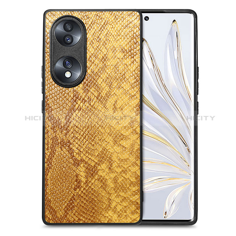 Coque Luxe Cuir Housse Etui S02D pour Huawei Honor 70 5G Jaune Plus