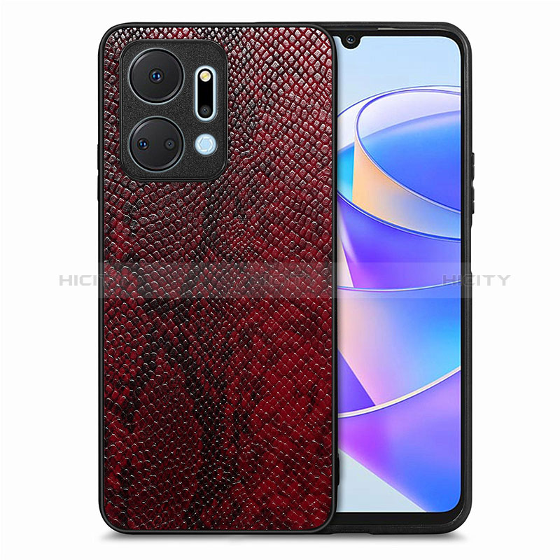 Coque Luxe Cuir Housse Etui S02D pour Huawei Honor X7a Rouge Plus