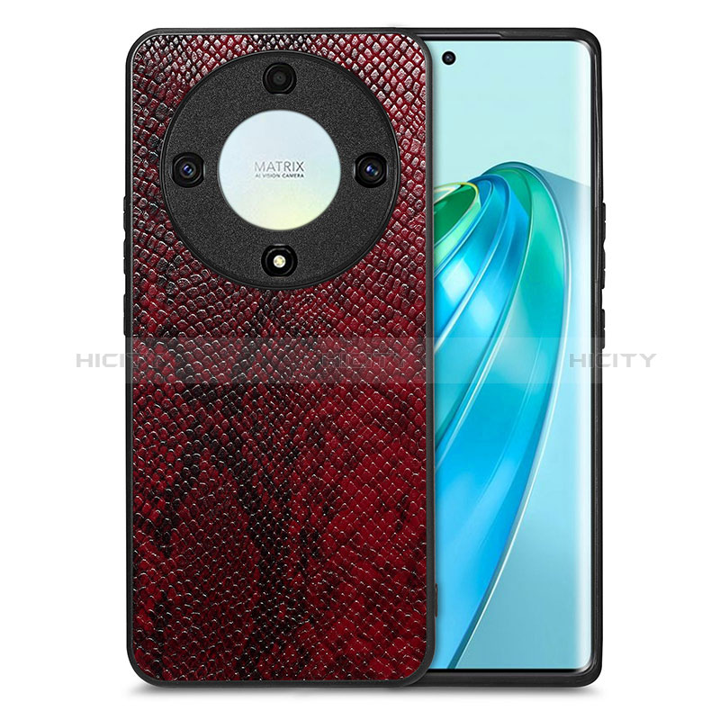 Coque Luxe Cuir Housse Etui S02D pour Huawei Honor X9a 5G Rouge Plus