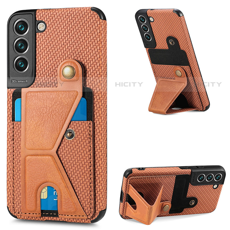 Coque Luxe Cuir Housse Etui S02D pour Samsung Galaxy S21 Plus 5G Marron Plus