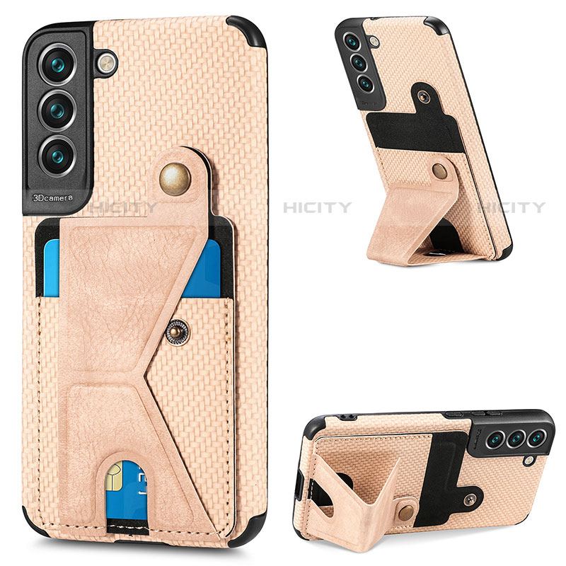 Coque Luxe Cuir Housse Etui S02D pour Samsung Galaxy S21 Plus 5G Or Plus