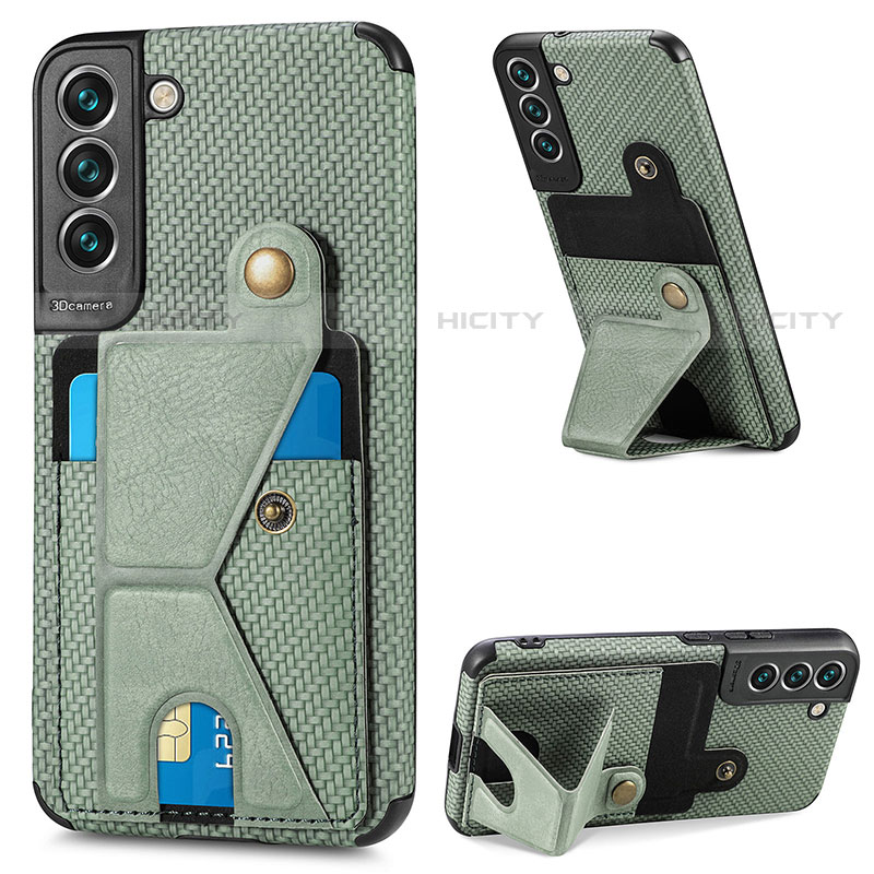 Coque Luxe Cuir Housse Etui S02D pour Samsung Galaxy S21 Plus 5G Vert Plus