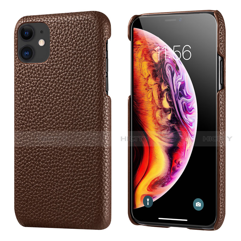 Coque Luxe Cuir Housse Etui S03 pour Apple iPhone 11 Marron Plus